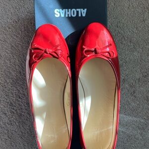ALOHAS Oriana Onix Red Leather Ballet Flats
